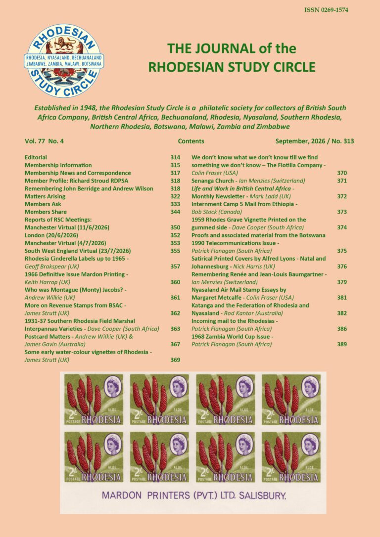 JOURNAL OF THE RHODESIAN STUDY CIRCLE: NO 313 September 2026
